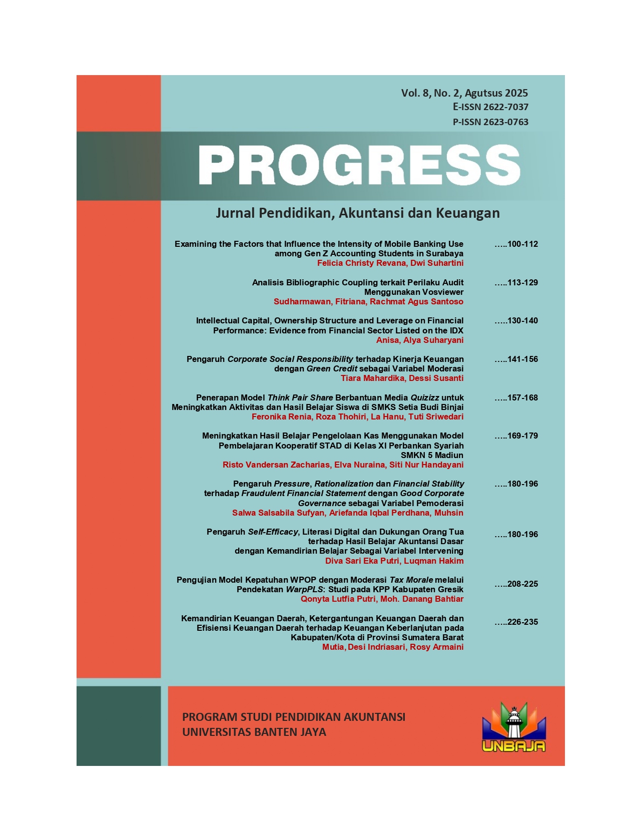 					View Vol. 8 No. 2 (2025): Progress: Jurnal Pendidikan, Akuntansi dan Keuangan
				
